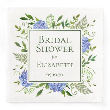 Blue Hydrangeas Bridal Shower Paper Dinner Napkins