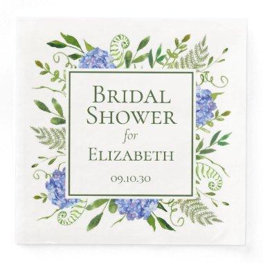 Blue Hydrangeas  Paper Dinner Napkins