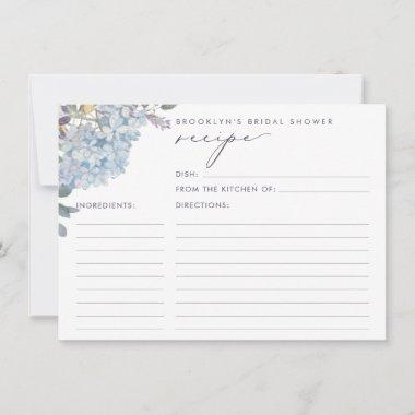Blue Hydrangeas Bridal Shower Recipe Invitations