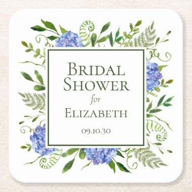 Blue Hydrangeas  Square Paper Coaster