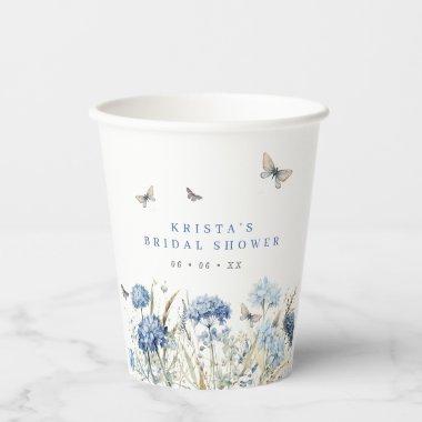 Blue Hydrangeas & Butterflies  Paper Cups