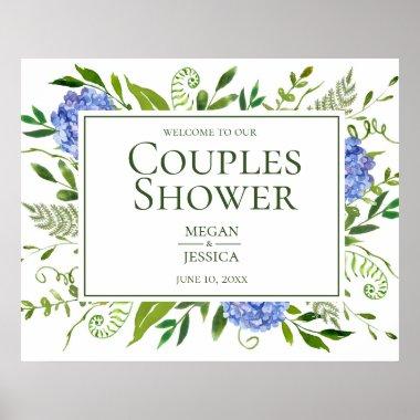Blue Hydrangeas Couples Shower Sign