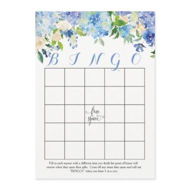 blue hydrangeas Floral Bridal Shower Bingo Invitations