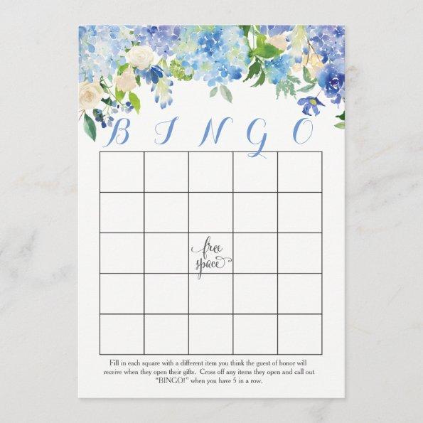 blue hydrangeas Floral Bridal Shower Bingo Invitations