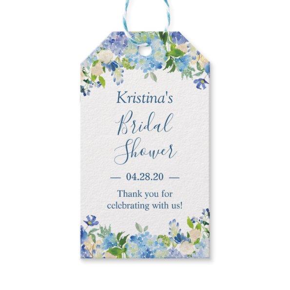 Blue Hydrangeas Floral Bridal Shower Thank You Gift Tags