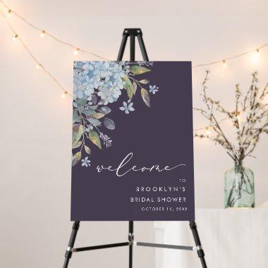 Blue Hydrangeas Navy Bridal Shower Welcome Foam Board