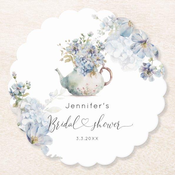 Blue Hydrangeas tea party  Paper Coaster