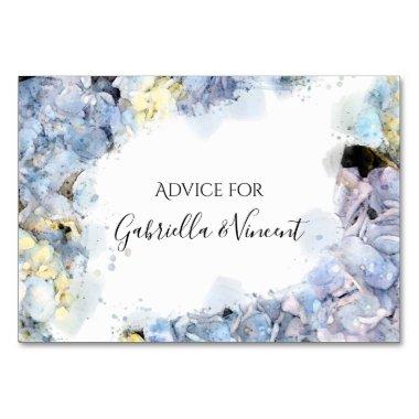 Blue Hydrangeas Watercolor Wedding Advice Cards