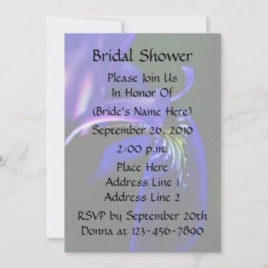 Blue Iris Floral Bridal Wedding Shower Invitations