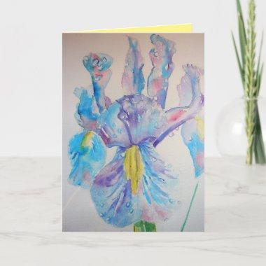 Blue Iris Watercolour Birthday Invitations