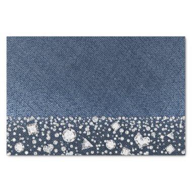 Blue Jean Denim & Diamonds Bling Diamond Glam Tissue Paper