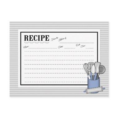 Blue Kitchen Utensil Caddy Rolling Pin Recipe Invitations