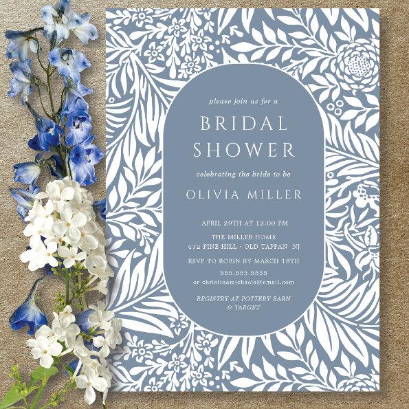 Blue Leaf Floral Bridal Shower Invitations