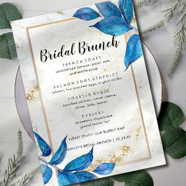 Blue Leaves Floral Bridal Brunch Menu