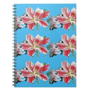 Blue Lily flower flowers Floral Flowers Notebook