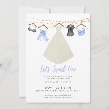 Blue Lingerie Party Invitations with Wedding Dress