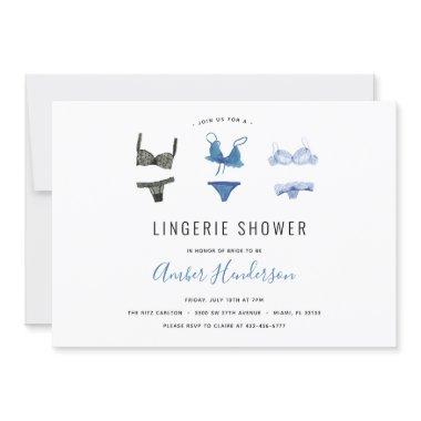 Blue Lingerie Shower Invitations