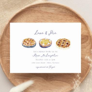 Blue Love and Pie Hand Painted Bridal Shower Invitations