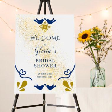 Blue Lovebirds Mexican Bridal Shower Welcome Sign