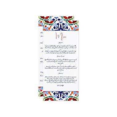 Blue Mexican colorful talavera tiles menu template