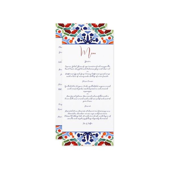 Blue Mexican colorful talavera tiles menu template