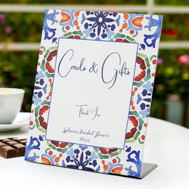 Blue Mexican colorful tiles  gifts Pedestal Sign