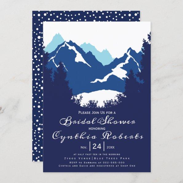 Blue mountains and conifers wedding bridal shower Invitations