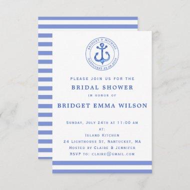Blue Nautical Anchor Bridal Shower Invitations