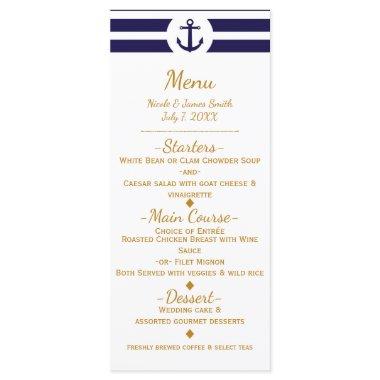 Blue Nautical Anchor & Stripes Wedding Menu