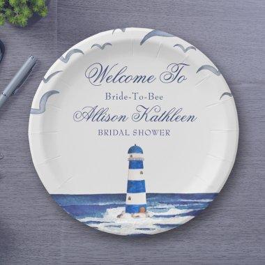 Blue Nautical Coastal Sea  Paper Plates