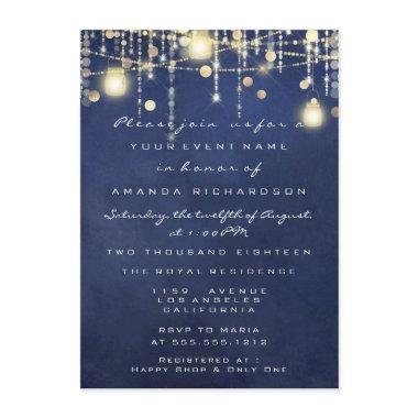 Blue Navy Rustic Gold Lights Jar