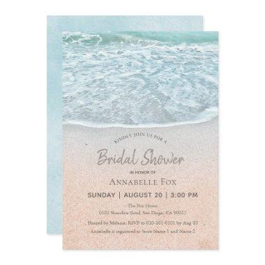 Blue Ocean & Sandy Beach Bridal Shower Invitations