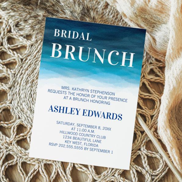 Blue Ocean Waves Wedding Bridal Brunch Invitations