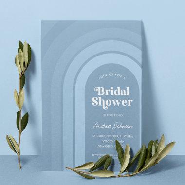 Blue Ombre Retro Script Boho Rainbow Bridal Shower Invitations