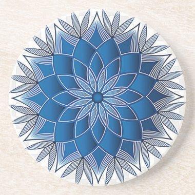 Blue on Blue Medallion Sandstone Drink Coaster