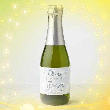 Blue On Cloud Nine Elegant Bridal Shower Mini Sparkling Wine Label