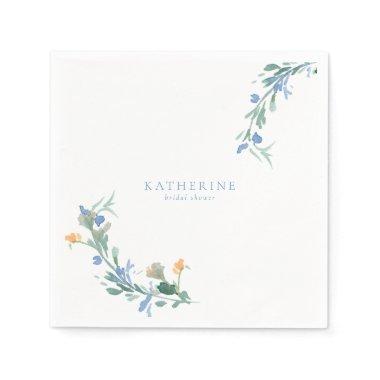 Blue & Orange Wildflower Custom Bridal Shower Napkins