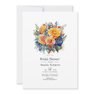 Blue, Orange, Yellow and Red Floral
