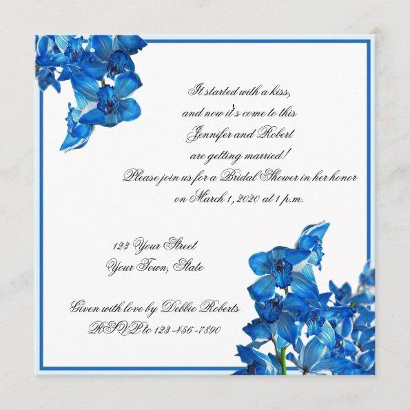 Blue Orchid Bridal Shower Invitations
