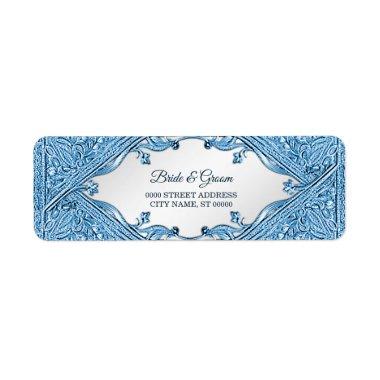 Blue Ornamental Frame Return Address Label