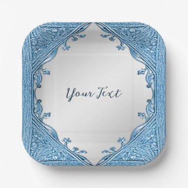 Blue Ornamental Paper Plate