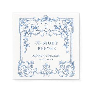 Blue Ornate Grace Victorian Boho Rehearsal Dinner Napkins