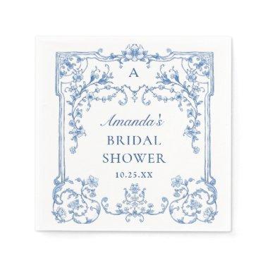 Blue Ornate Grace Victorian Floral  Napkins