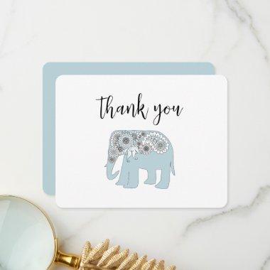Blue Paisley Elephant Thank You Invitations