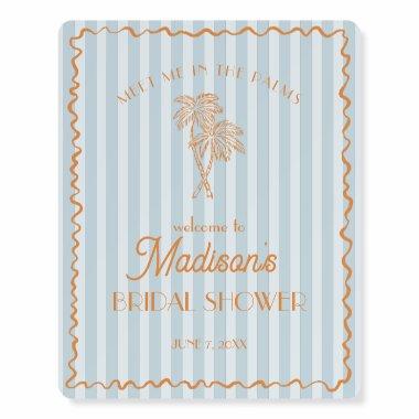 Blue Palm Spring Pastel Beach Bridal Showe Welcome Foam Board