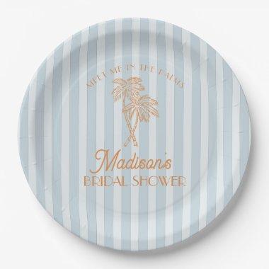 Blue Palm Spring Pastel Beach  Paper Plates