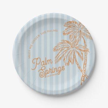 Blue Palm Spring Pastel Beach Party Favors Paper Plates