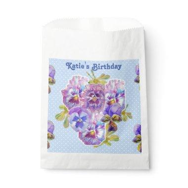 Blue Pansy spot Flowers floral Party Favor Bags