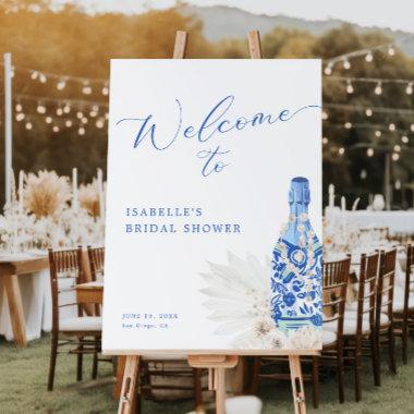 Blue Pearls and Prosecco Bridal Shower Welcome Foam Board