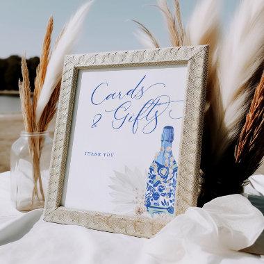 Blue Pearls and Prosecco Invitations Gifts Sign